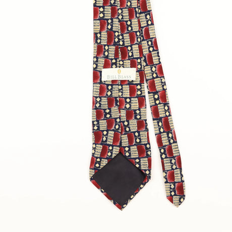 Back Detail of Vintage Bill Blass Geometric Patterned Tie