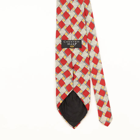 Back Detail of Vintage 1990's Countess Mara Geometric Patterned Tie