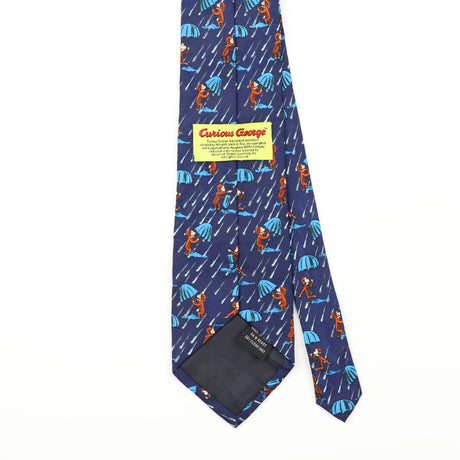 Back Detail of Vintage Curious George Monkey Umbrella Animal Print Patterned Tie