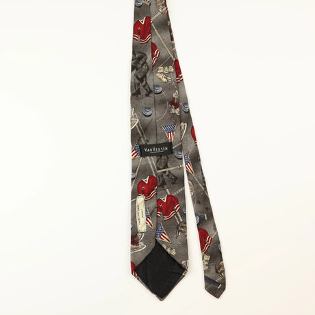 Back of Vintage Van Heusen Hockey Cartoon Patterned Tie