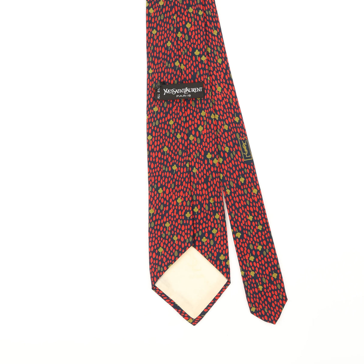 Back Detail of Vintage 1990's Yves Saint Laurent Geometric Patterned Tie