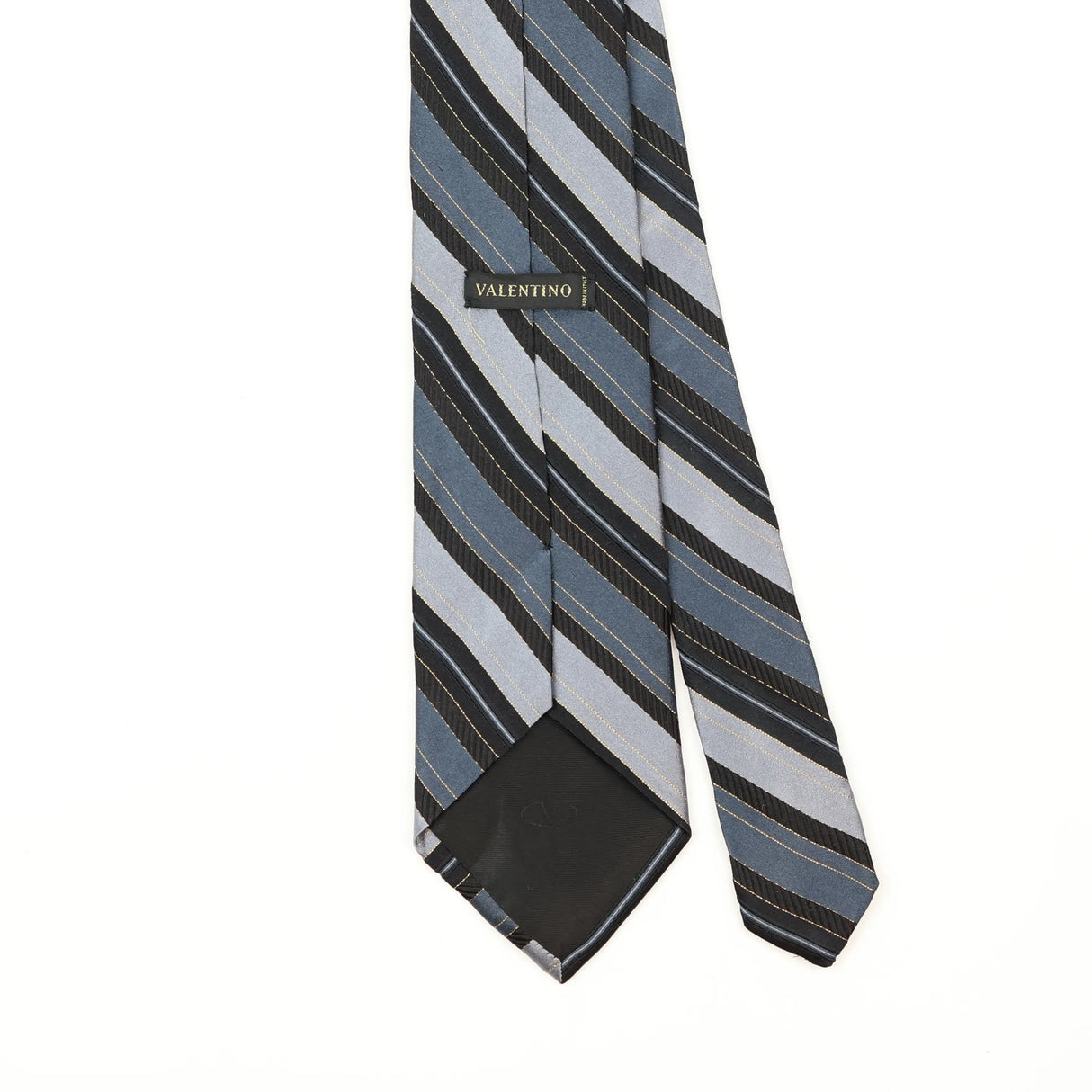 Back Back Detail of Vintage 1990's Valentino Striped Patterned Tie