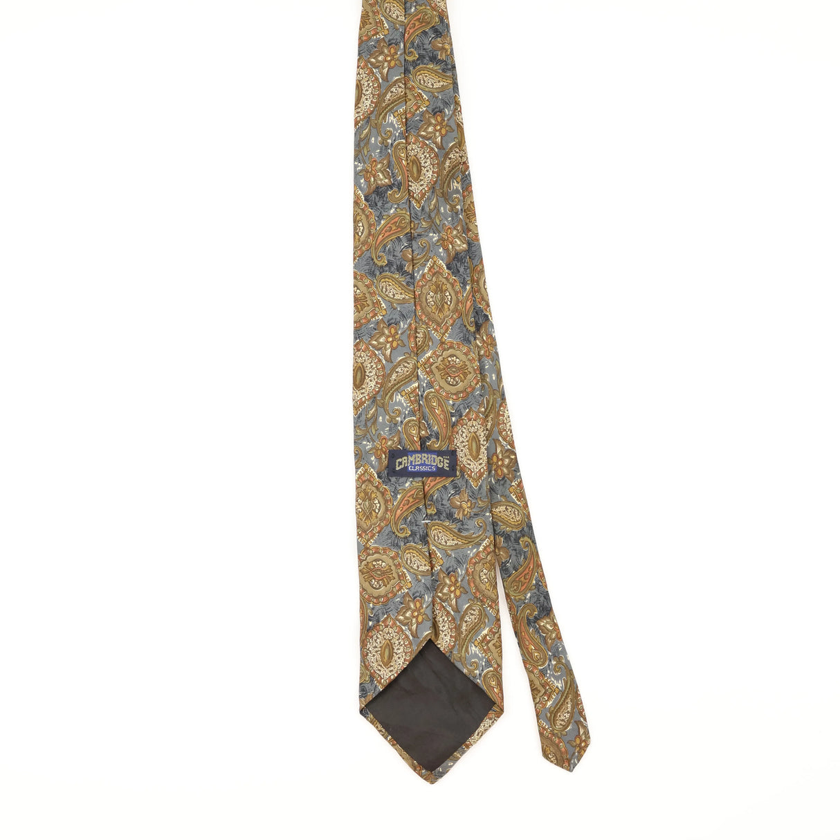 Back of Vintage Cambridge Classics Paisley Patterned Tie