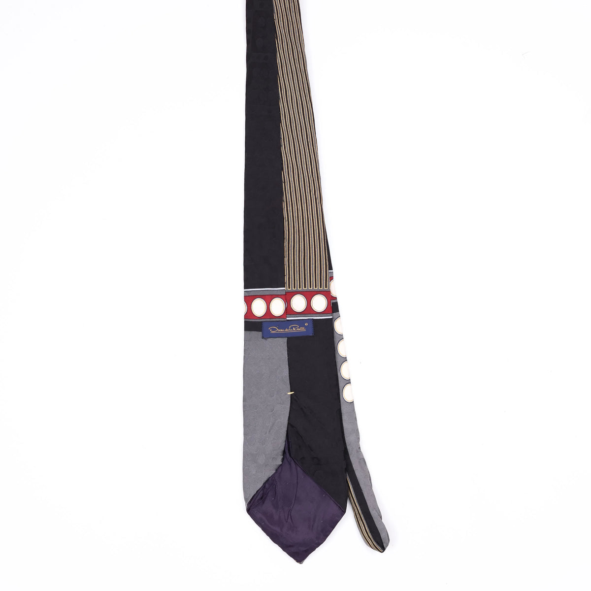 Back Back of Vintage 1990's Oscar De La Renta Geometric Patterned Tie