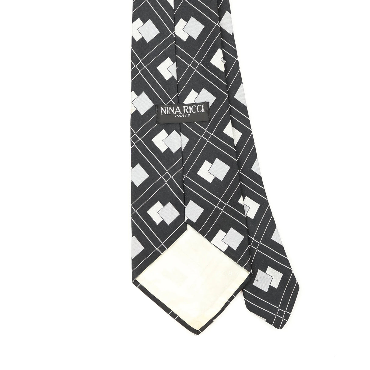 Back Back Detail of Vintage 1980's Nina Ricci Geometric Patterned Tie