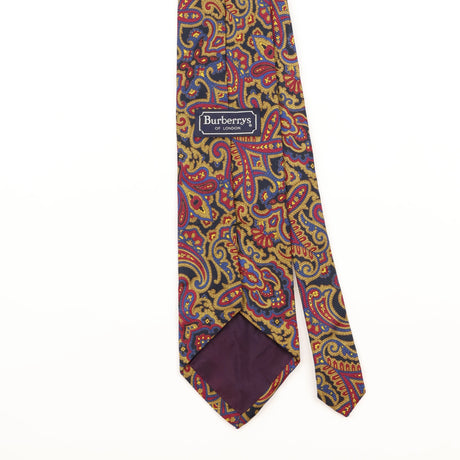 Back Detail of Vintage 1990's Burberry Paisley Patterned Tie