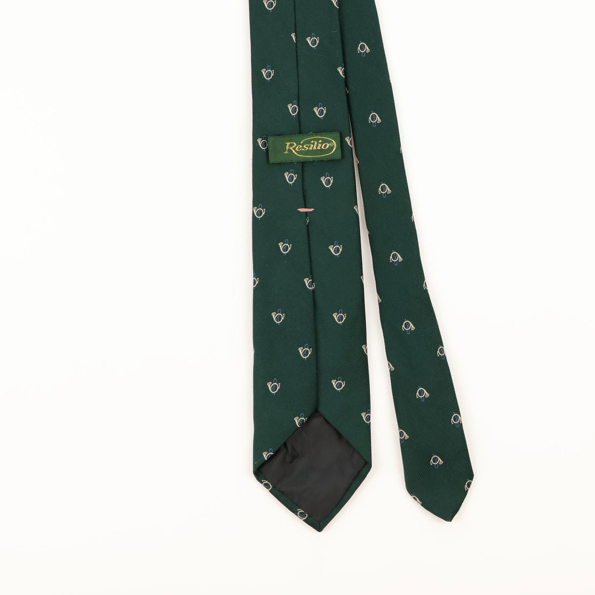 Back Detail of Vintage 1980's Resilio French Horn Geometric Patterned Tie