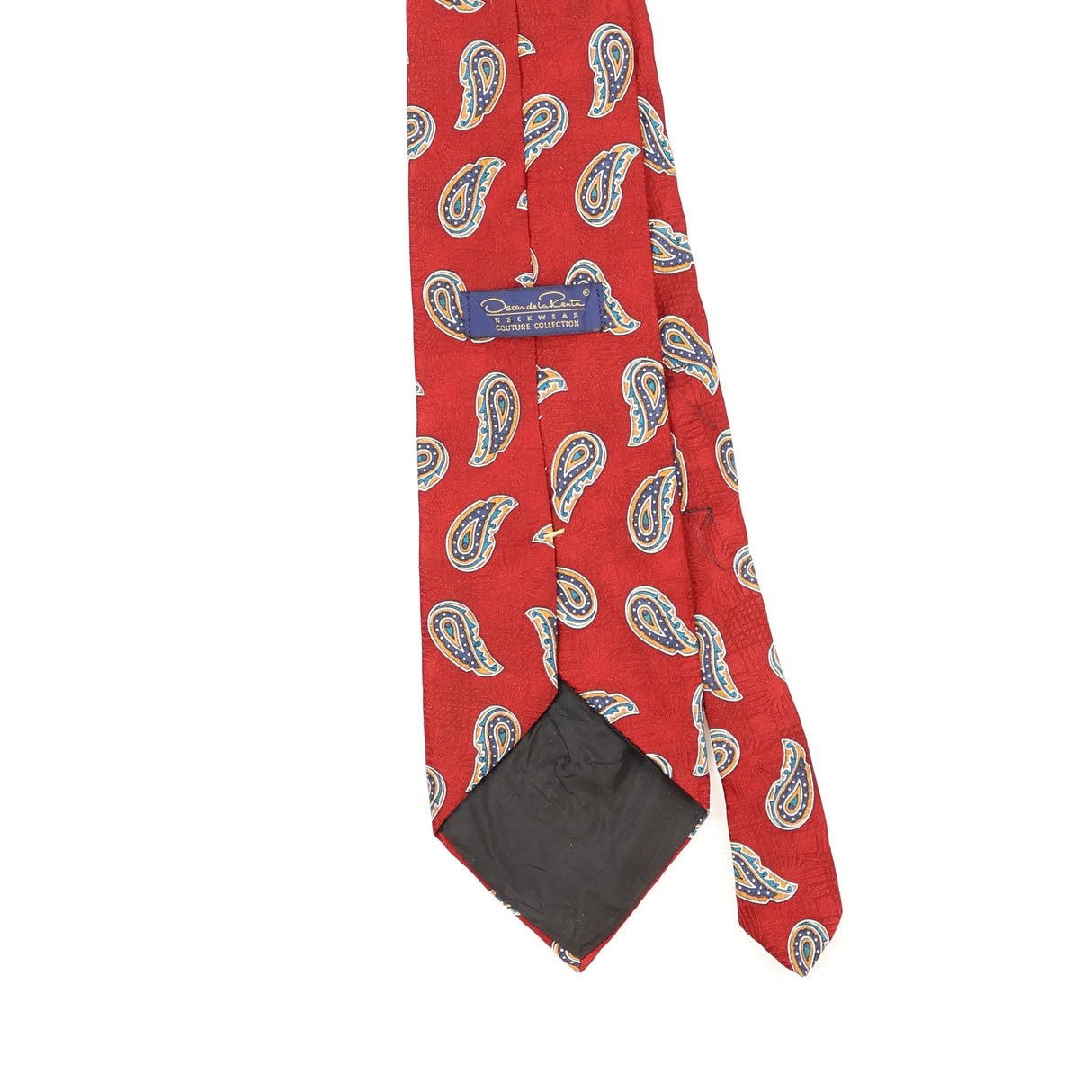 Back Back Detail of Vintage 1990's Oscar De La Renta Paisley Patterned Tie