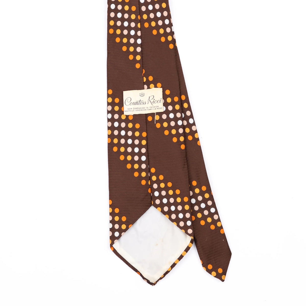 Back Back Detail of Vintage 1980's Polka Dot Patterned Tie