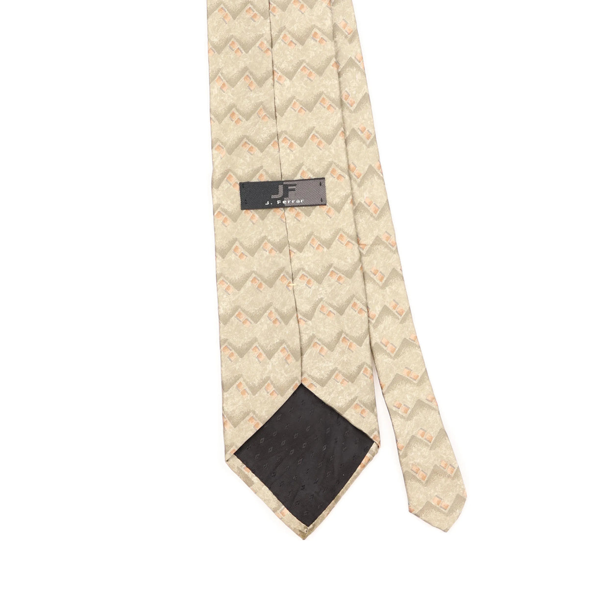 Back Back Detail of Vintage J.Ferrar Geometric Patterned Tie