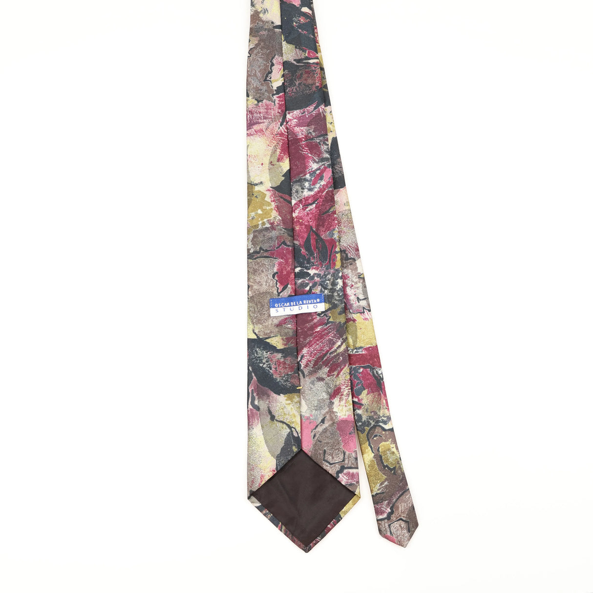 Back of Vintage 1990's Oscar De La Renta Abstract Patterned Tie