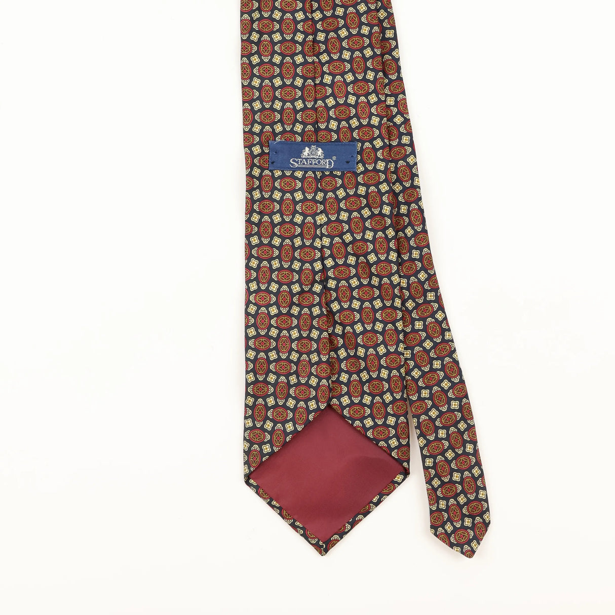 Back Detail of Vintage 1990's Stafford Geometric Patterned Tie