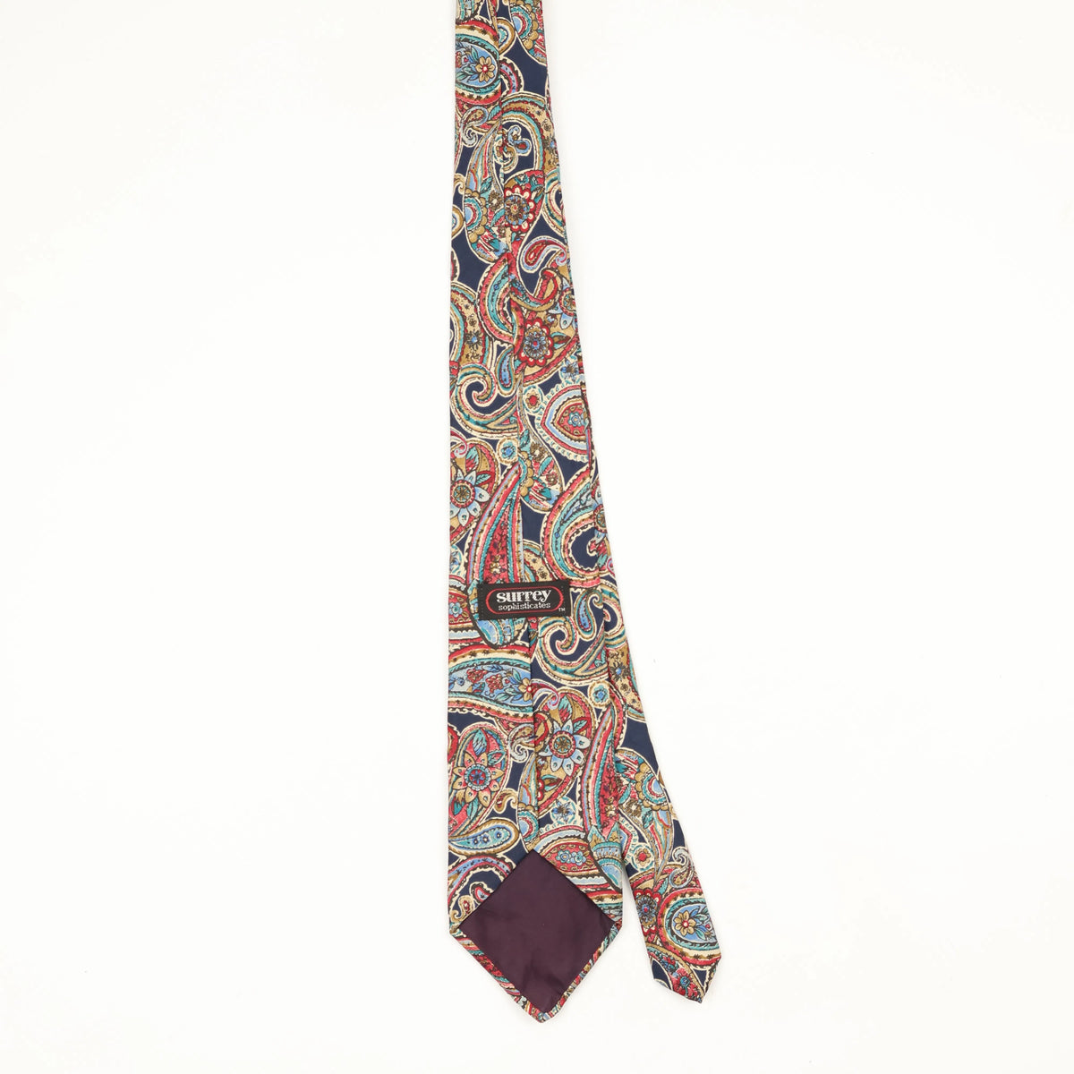 Back Back of Vintage 1990's Surrey Paisley Patterned Tie