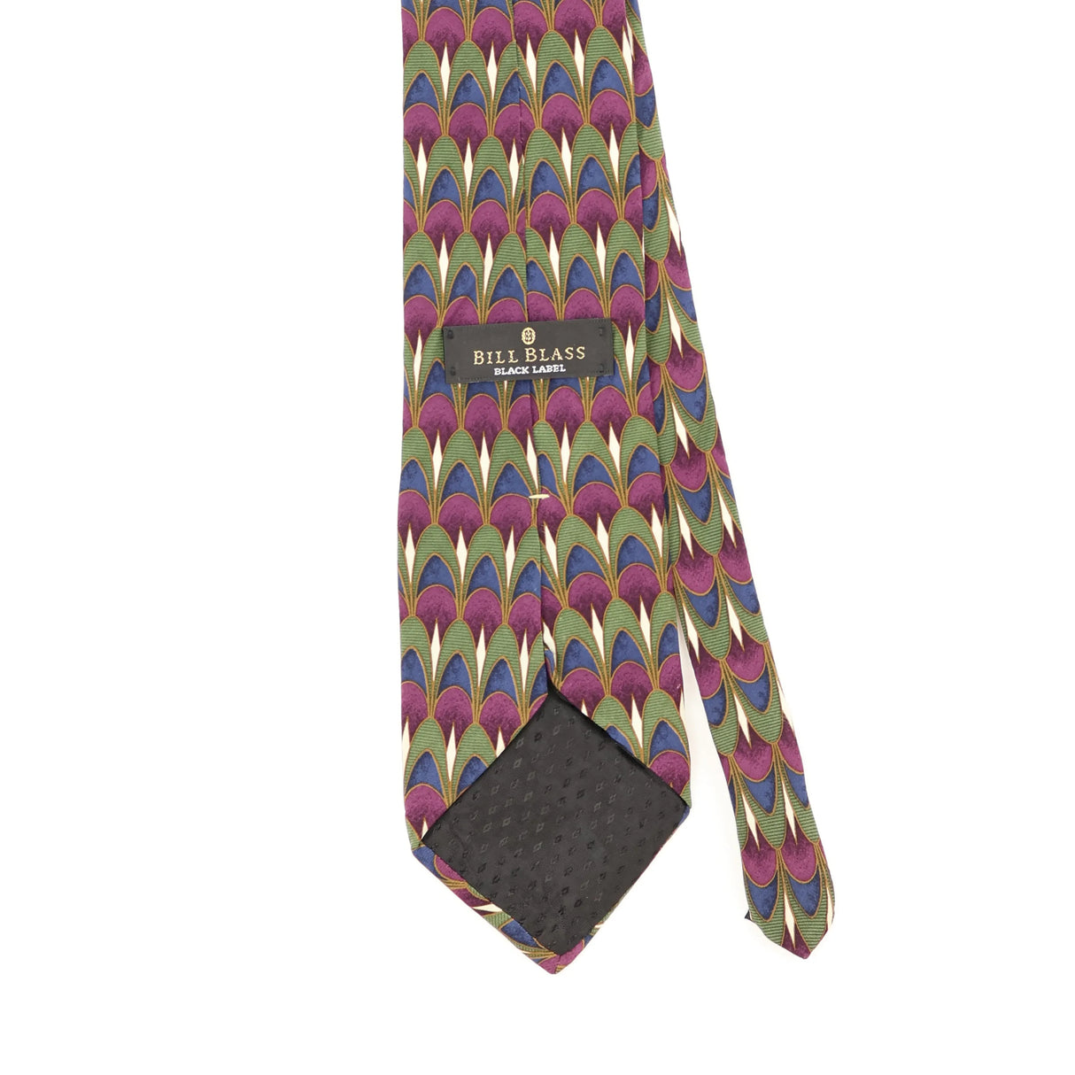 Back Back Detail of Vintage 1990's Bill Blass Geometric Patterned Tie