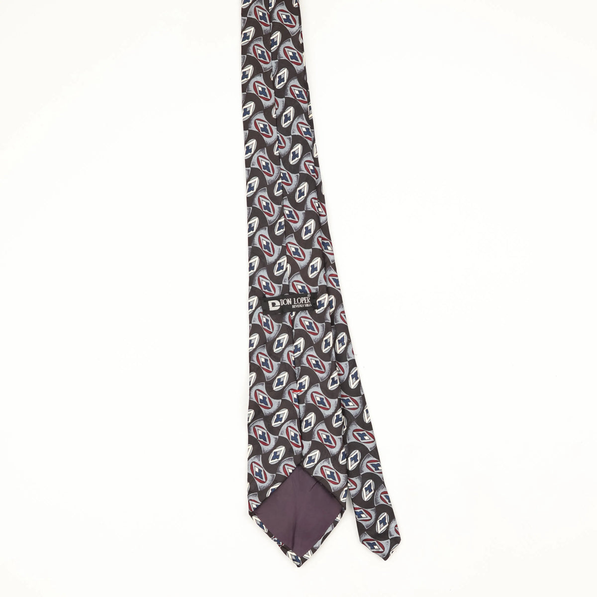 Back Back of Vintage 1990's Don Loper Geometric Patterned Tie