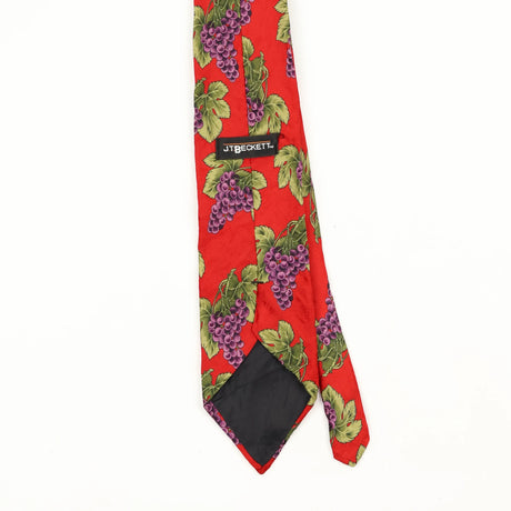 Back Back Detail of Vintage 1990's J.T. Beckett Grapes Floral Patterned Tie