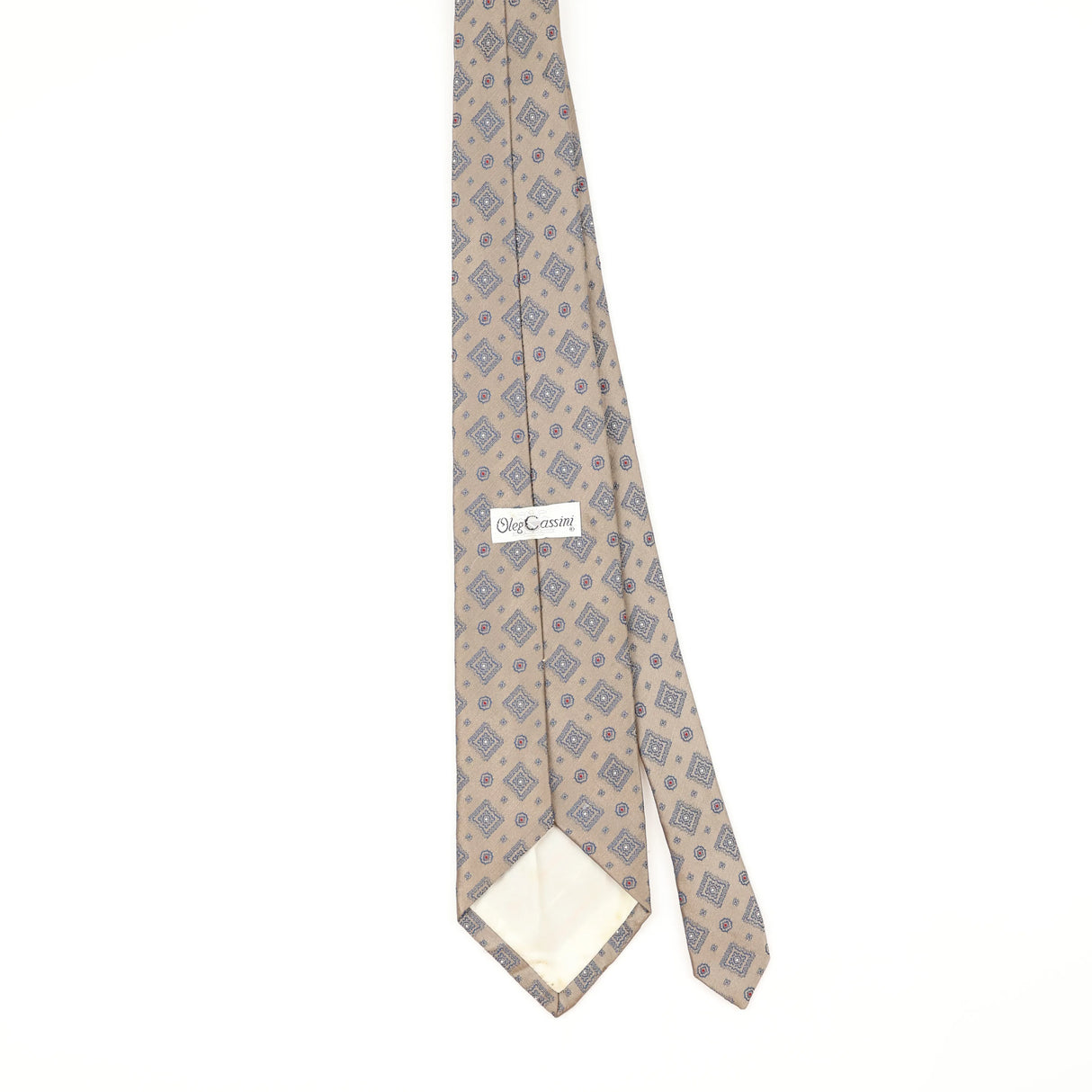 Back Back of Vintage 1990's Oleg Cassini Geometric Patterned Tie