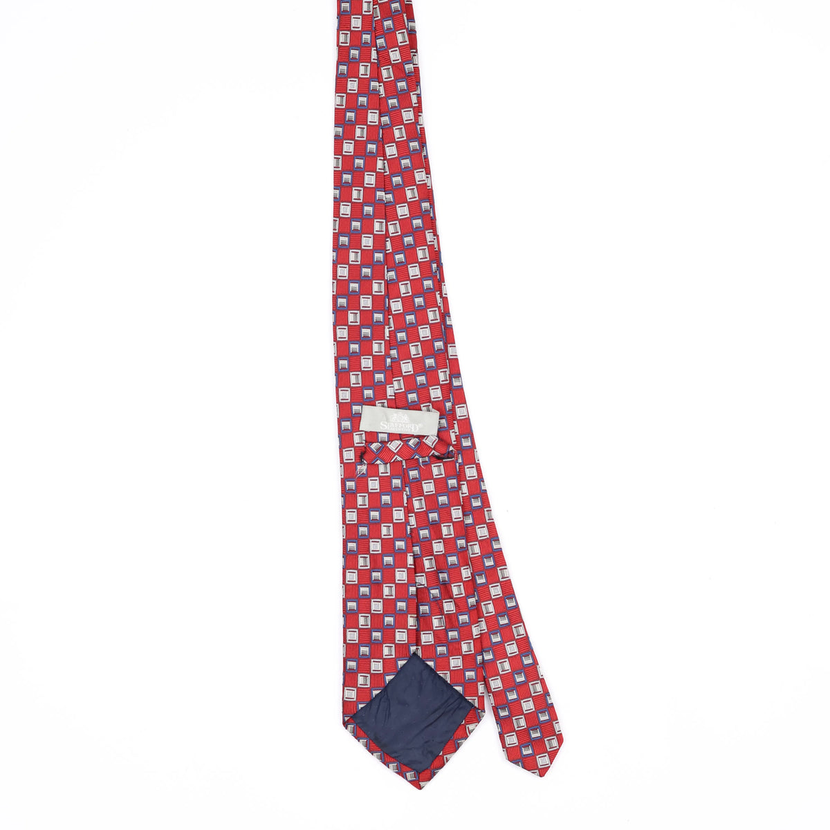 Back Back of Vintage 1990's Stafford Squares Geometric Patterned Tie