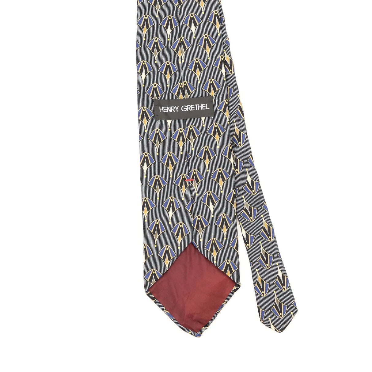 Back Back Detail of Vintage 1990's Henry Grethel Geometric Patterned Tie