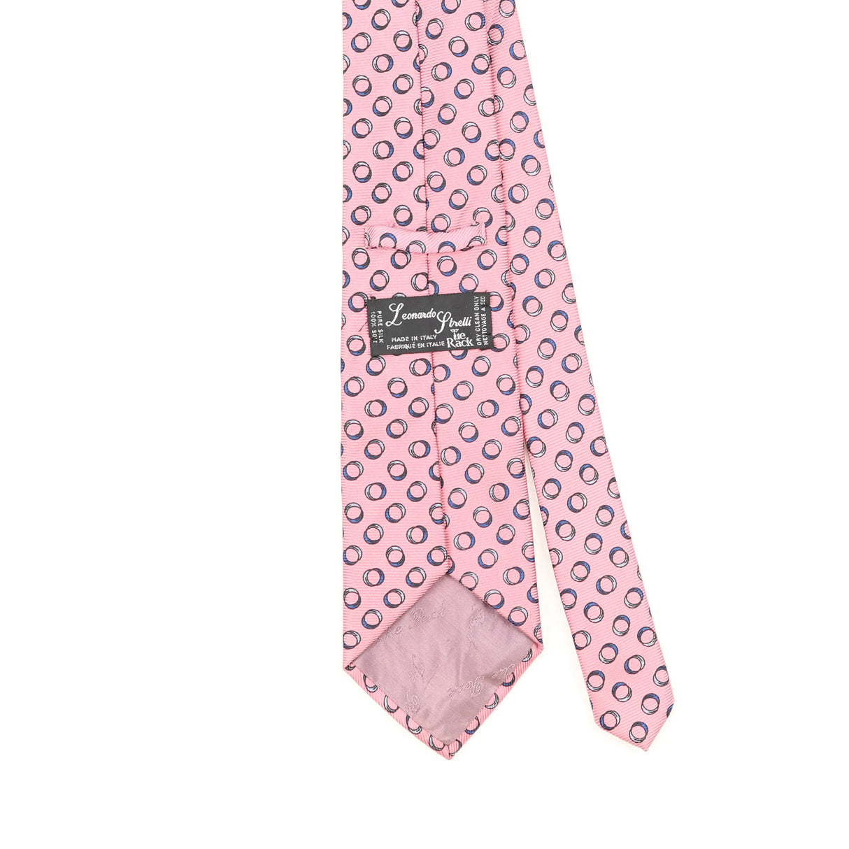 Back Detail of Vintage 1990's Tie Rack Leonardo Strelli Geometric Patterned Tie