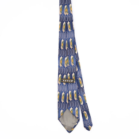 Back Back of Vintage Ketch Geometric Patterned Tie