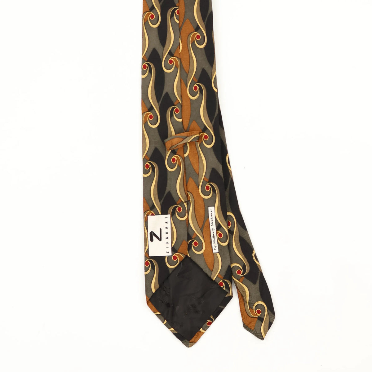 Back Back Detail of Vintage 1990's Mulberry Waves Abstract Patterned Tie