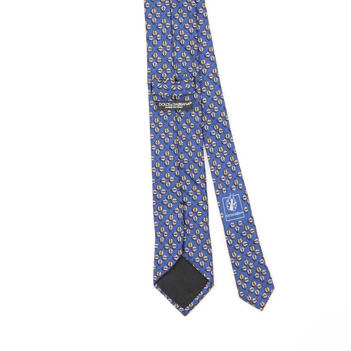 Back Detail of Vintage 1990's Dolce & Gabbana Ladybirds Geometric Patterned Tie