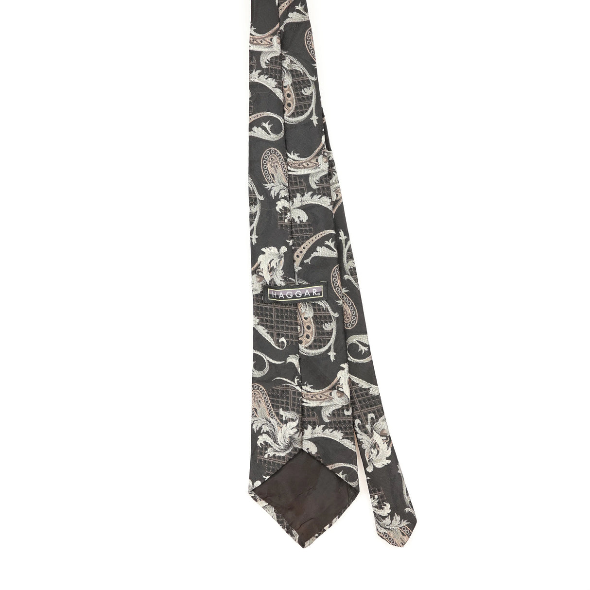 Back of Vintage 1990's Haggar Paisley Patterned Tie