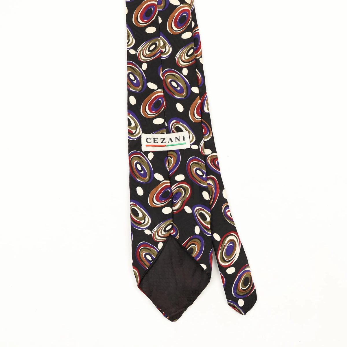 Back Back Detail of Vintage 1990's Circles Geometric Patterned Tie