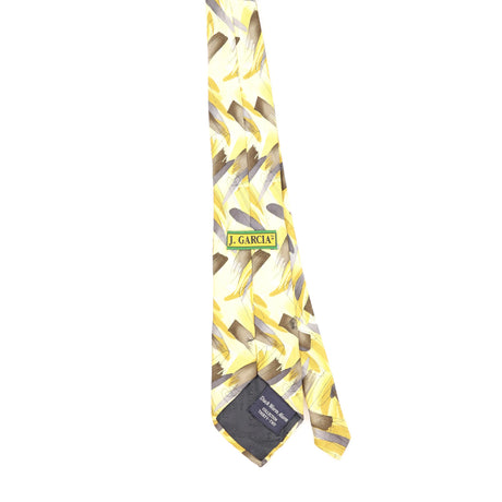 Back Back of Vintage 1990's Jerry Garcia Duck Worm Alarm Abstract Patterned Tie