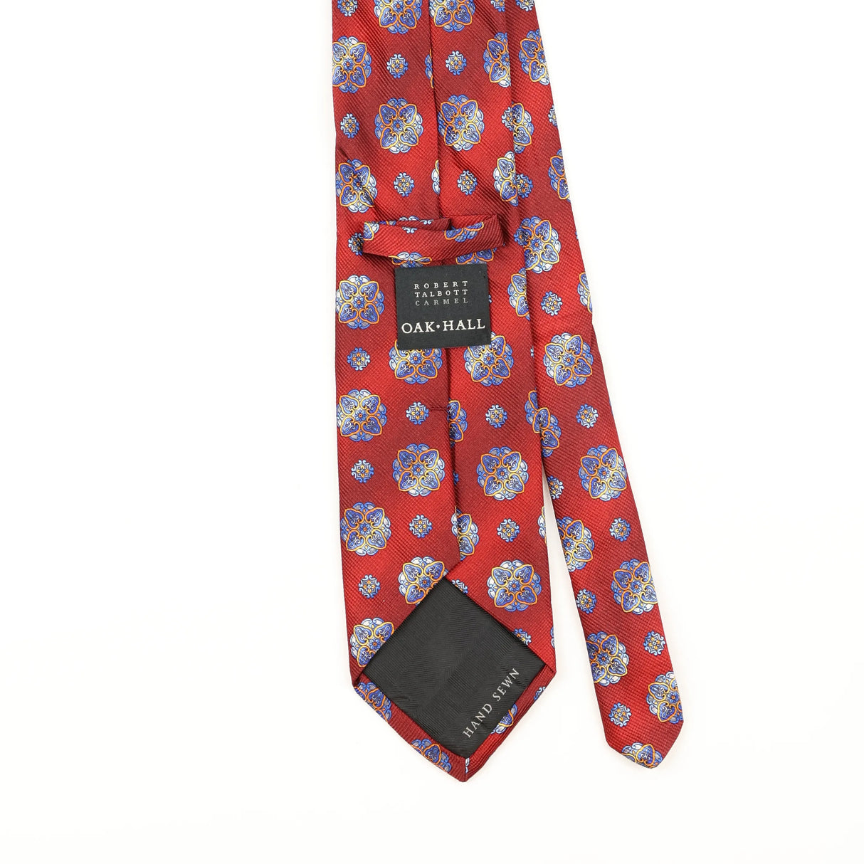 Back Detail of Vintage 1990's Robert Talbott Oak Hall Geometric Patterned Tie