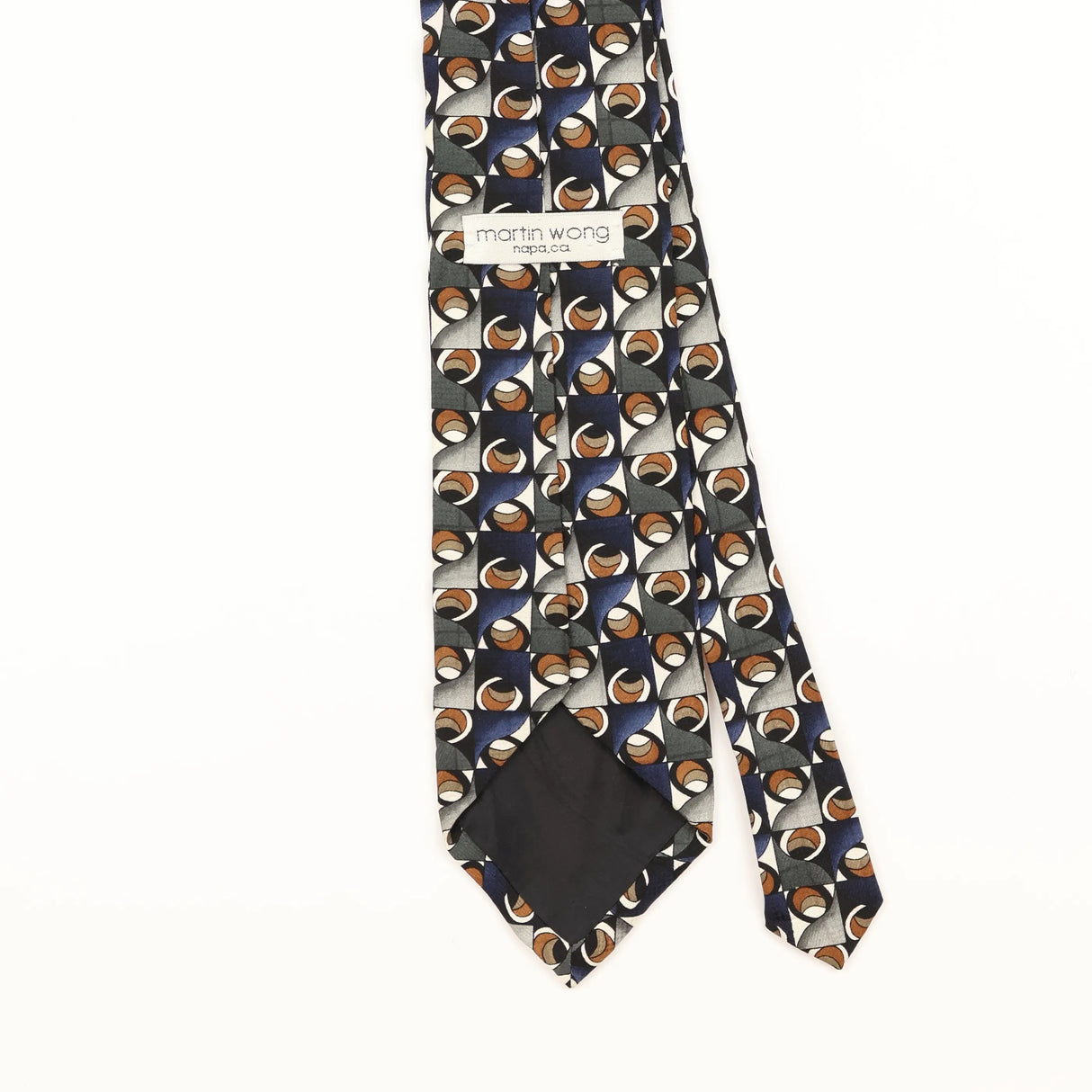 Back Detail of Vintage 1990's Martin Wong Geometric Patterned Tie