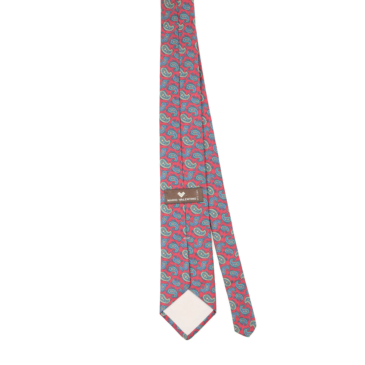 Back Back of Vintage 1990's Mario Valentino Paisley Patterned Tie