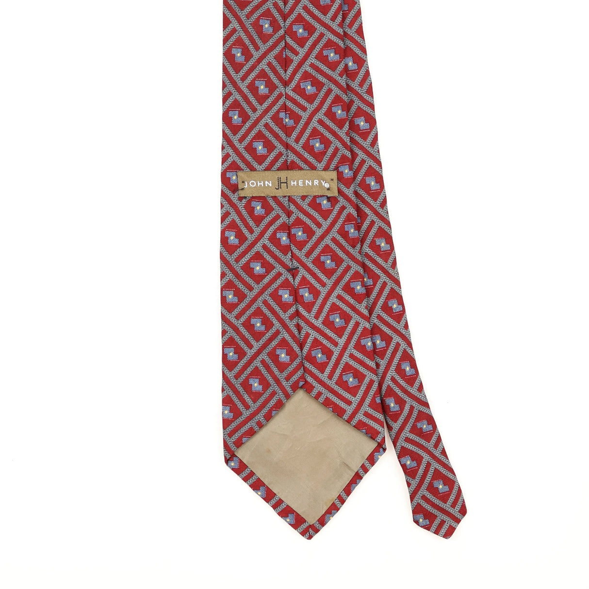 Back Detail of Vintage 1990's John Henry Geometric Patterned Tie