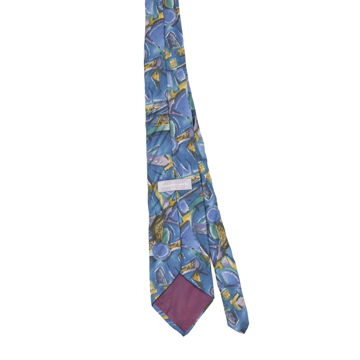Back Back of Vintage 1990's Geoffrey Beene Abstract Patterned Tie