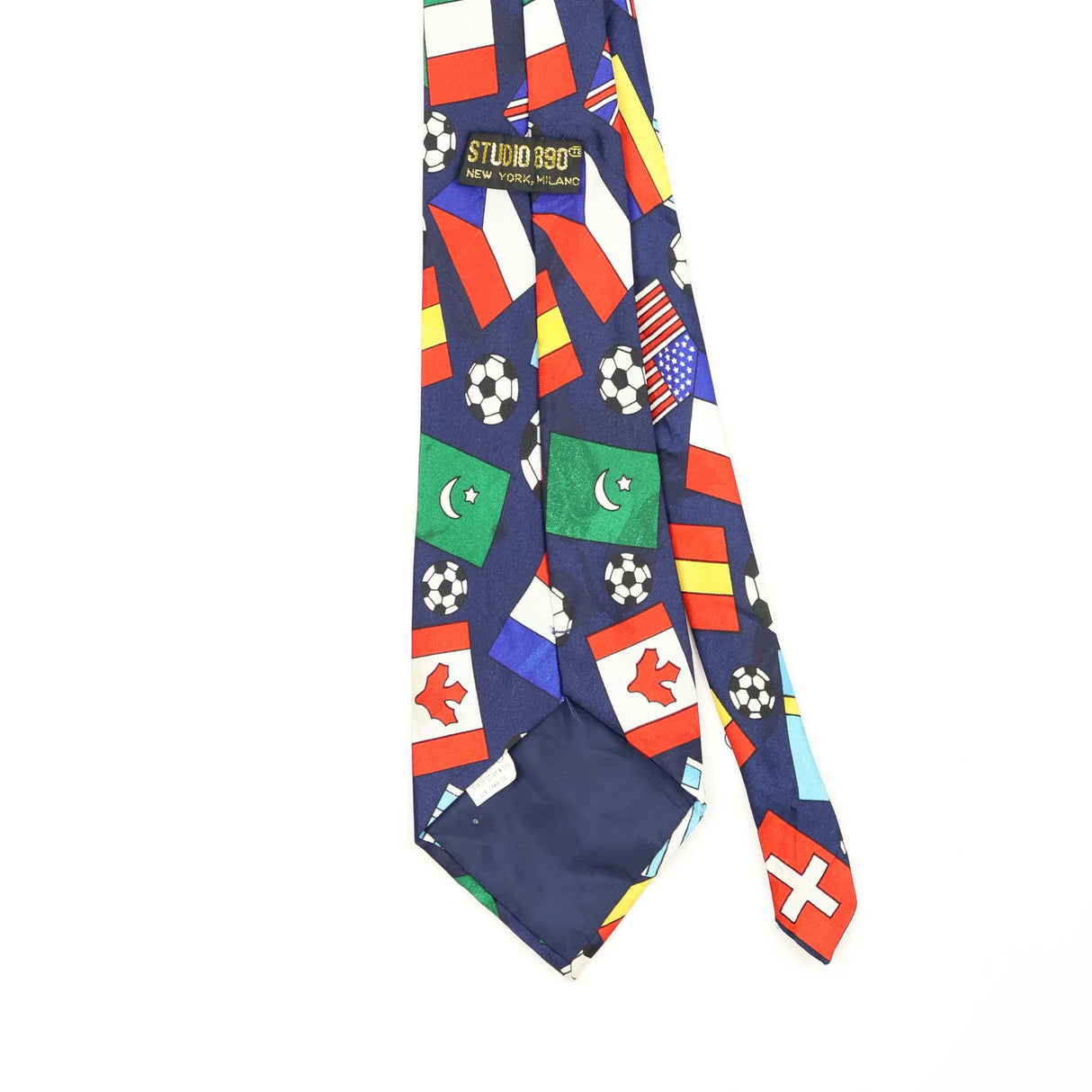 Back Back Detail of Vintage Studio World Cup Cartoon Patterned Tie