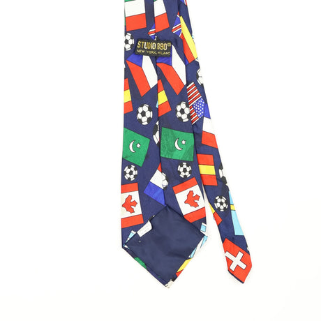 Back Back Detail of Vintage Studio World Cup Cartoon Patterned Tie