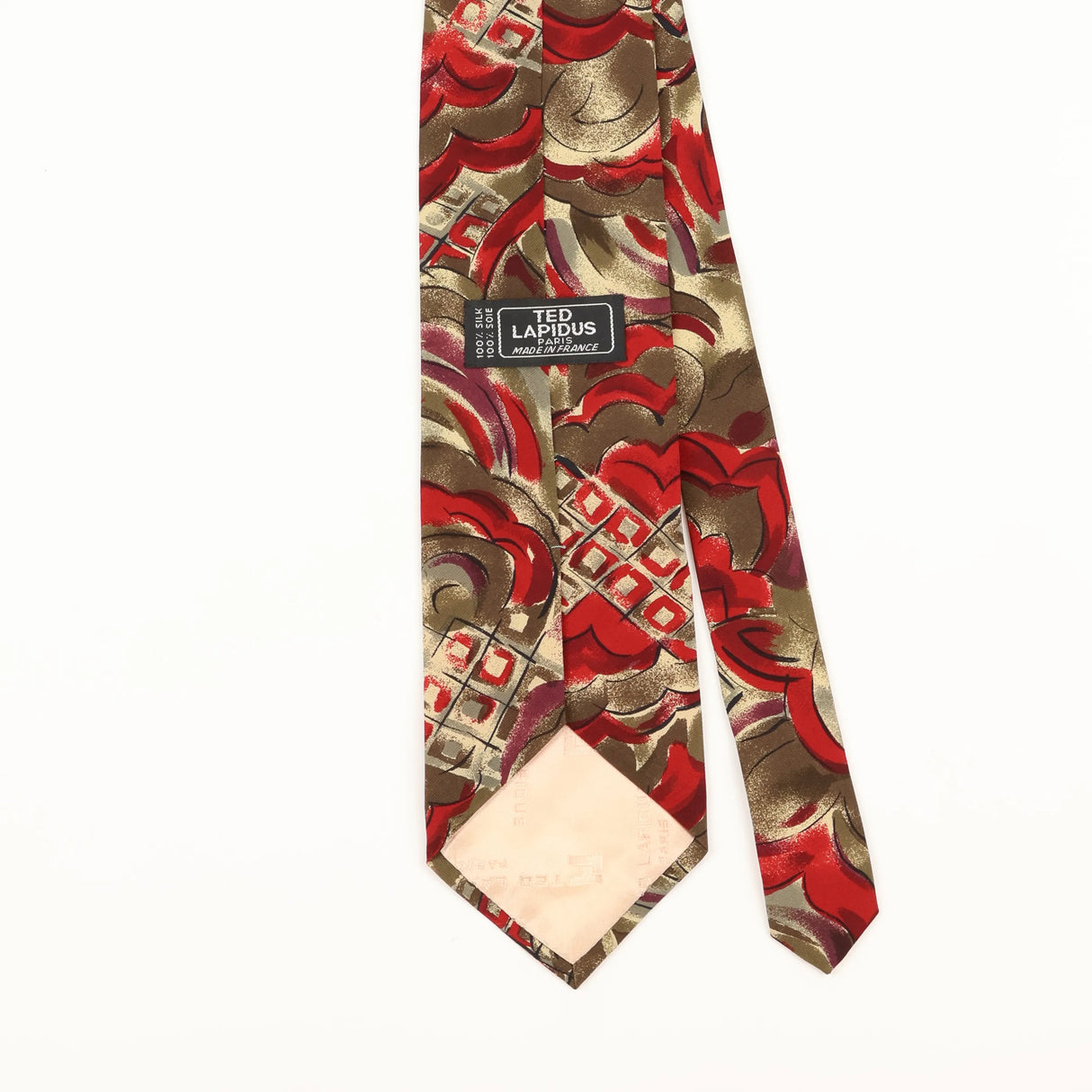 Back Detail of Vintage 1980's Ted Lapidus BNWT Abstract Patterned Tie