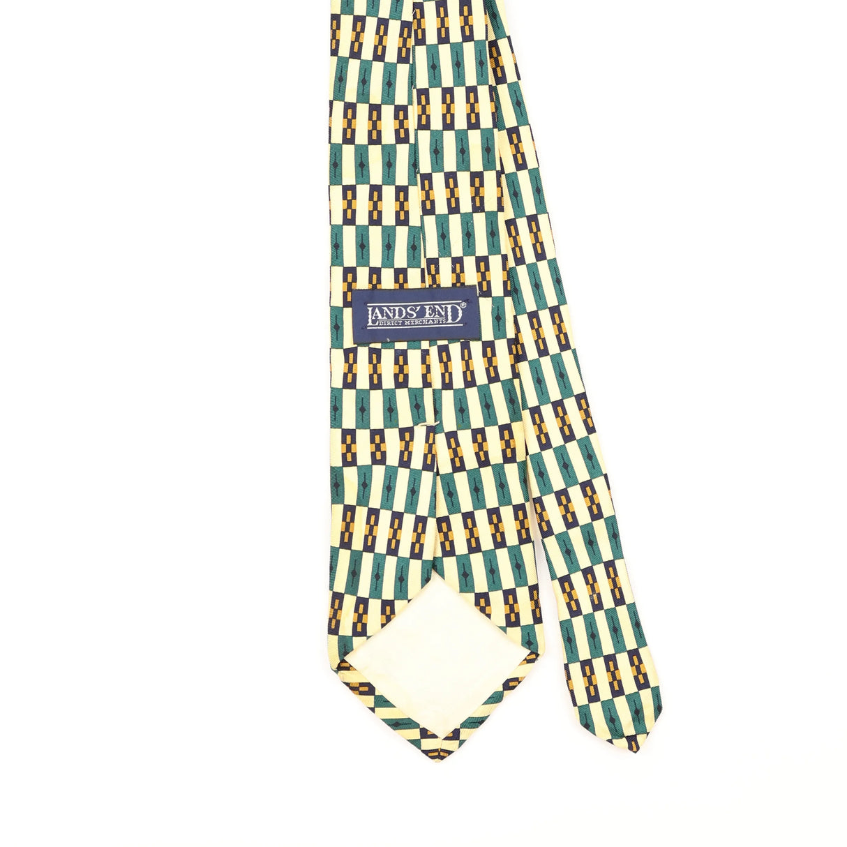 Back Detail of Vintage 1990's Lands' End Geometric Patterned Tie