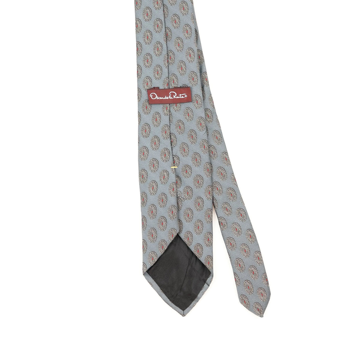 Back Back Detail of Vintage 1990's Oscar De La Renta Geometric Patterned Tie