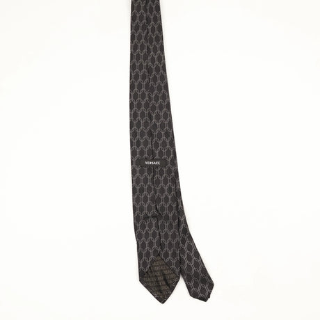 Back Back of Vintage 1990's Versace Chain Link Geometric Patterned Tie
