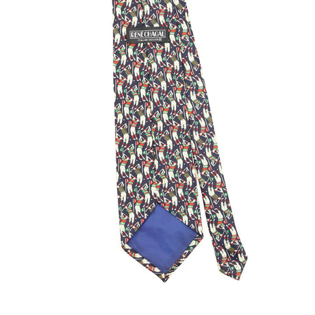 Back Detail of Vintage 1990's Rene Chagal Golfer Cartoon Patterned Tie