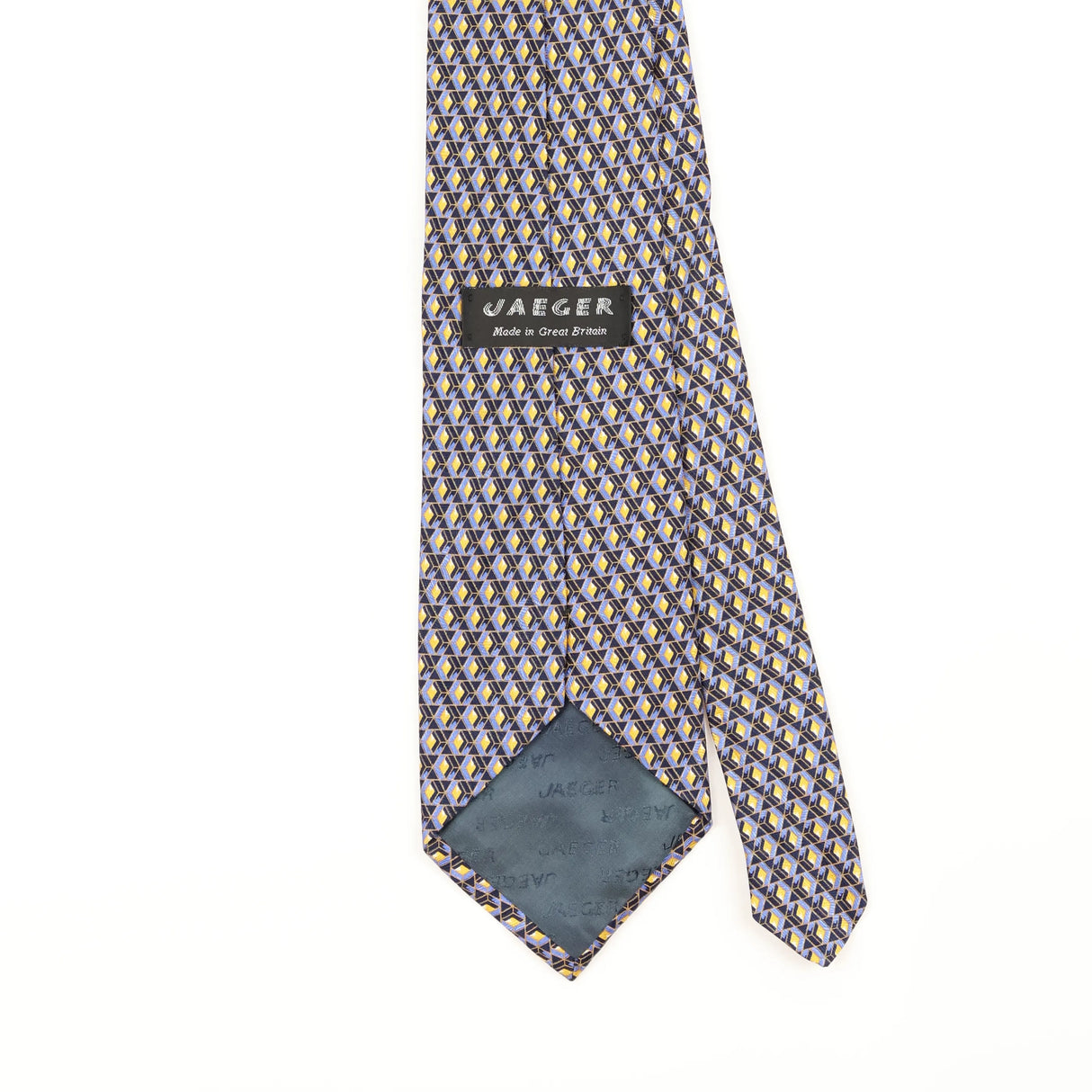 Back Detail of Vintage 1990's Jaeger Geometric Patterned Tie