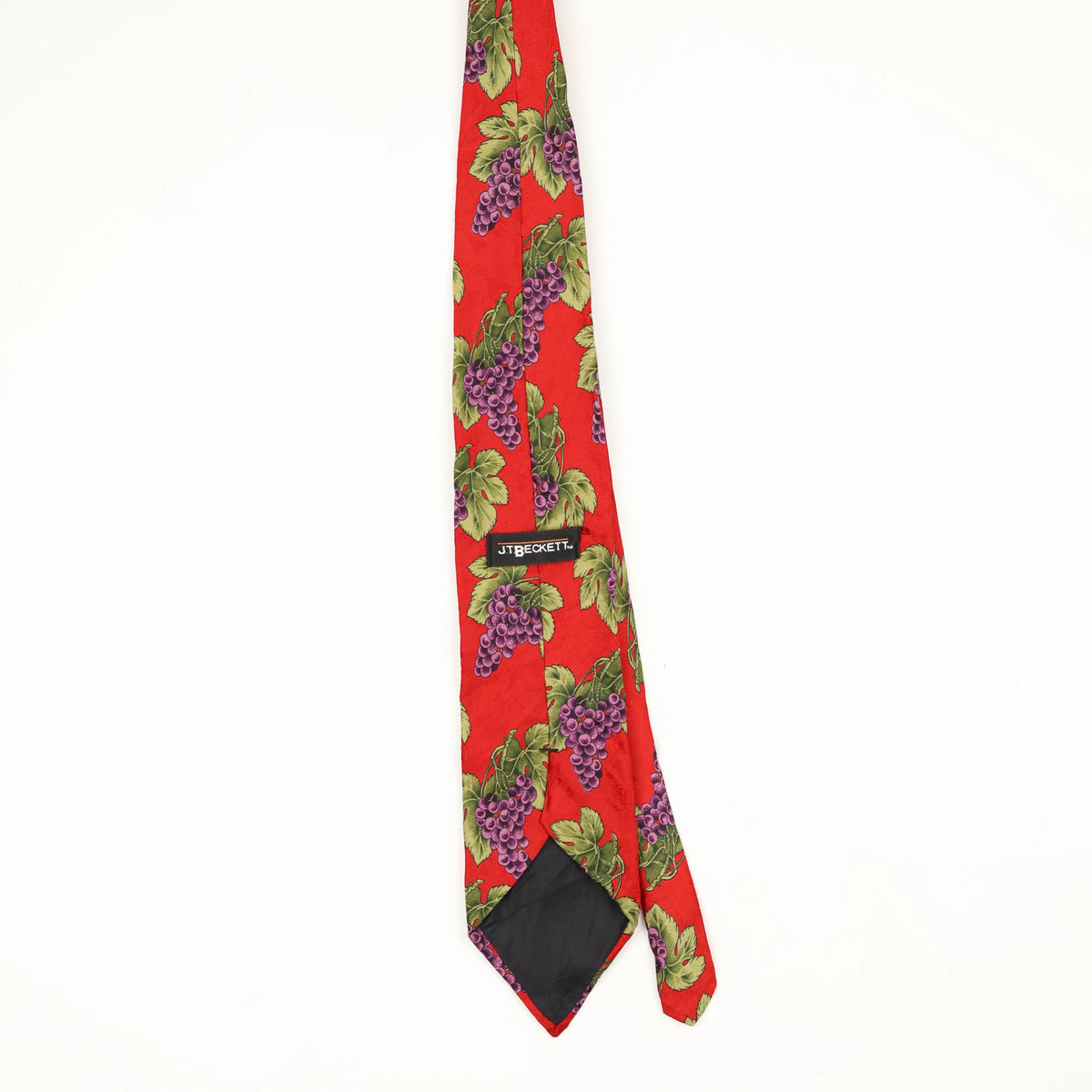Back Back of Vintage 1990's J.T. Beckett Grapes Floral Patterned Tie