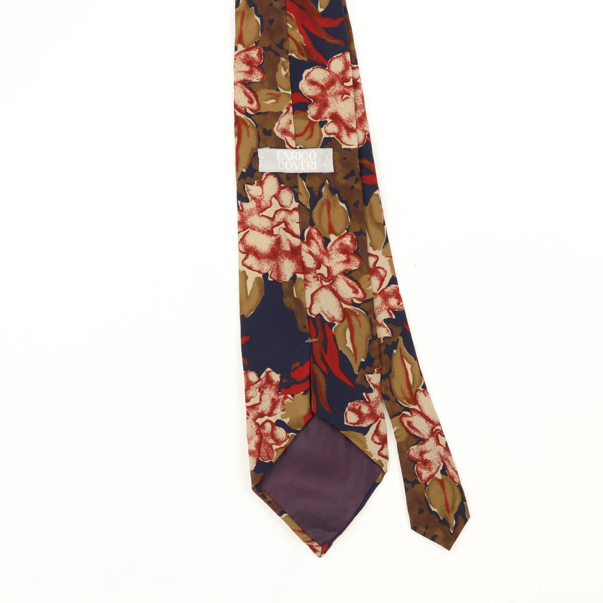 Back Back Detail of Vintage 1990's Enrico Coveri Floral Patterned Tie