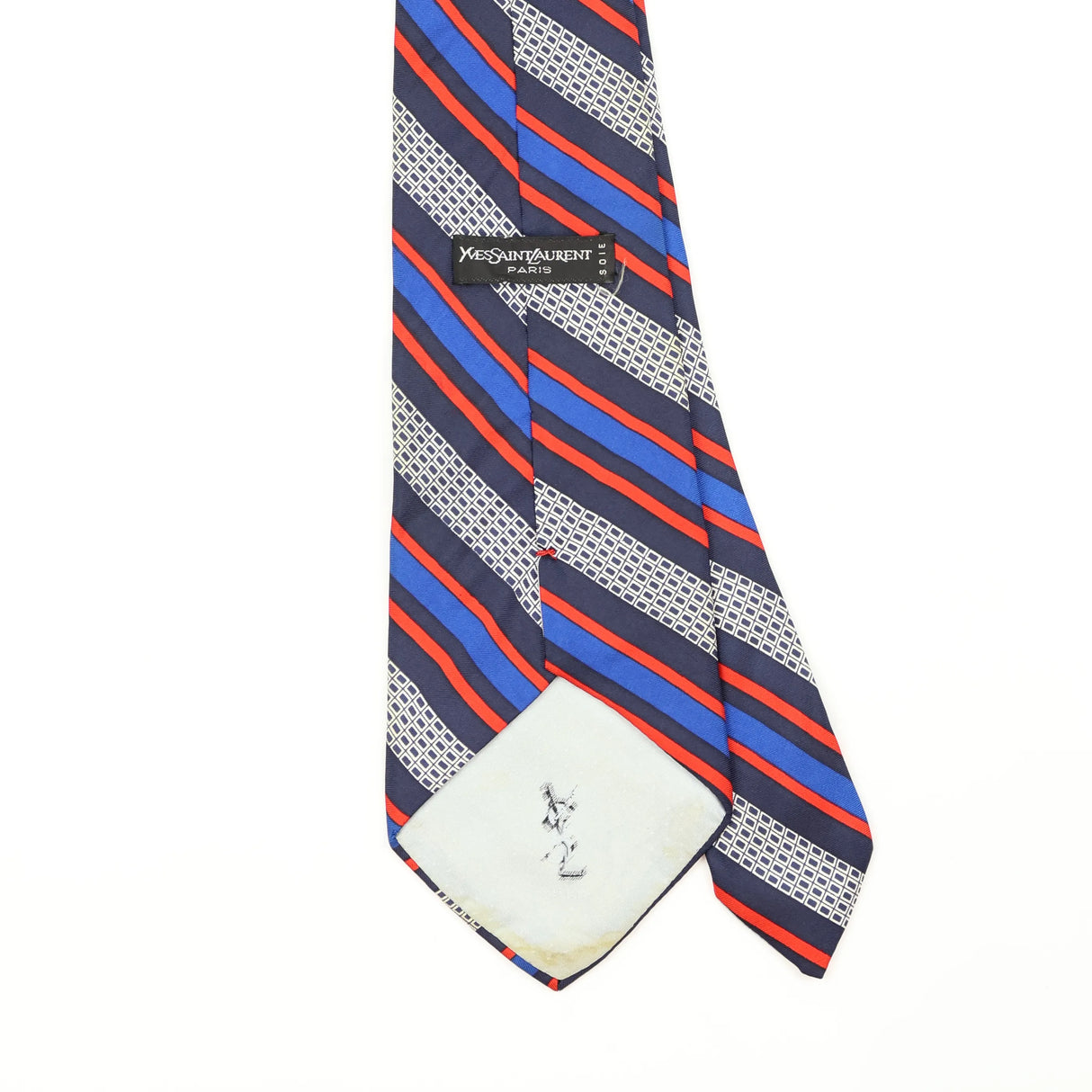 Back Back Detail of Vintage 1980's Yves Saint Laurent Striped Patterned Tie