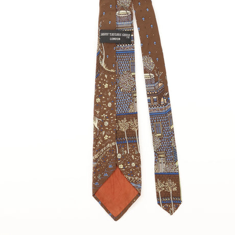 Back Detail of Vintage Horse Artwork Abstract Patterned Tie
