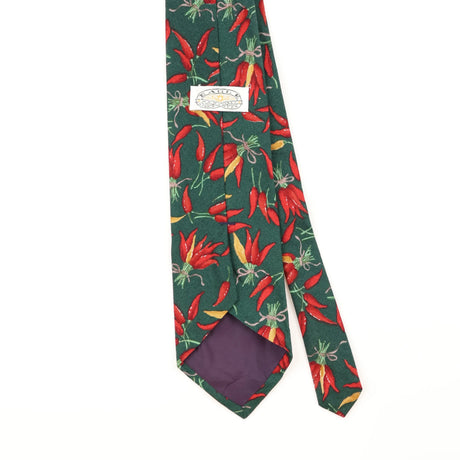 Back Detail of Vintage 1990's Eagles Wings Chilli Geometric Patterned Tie