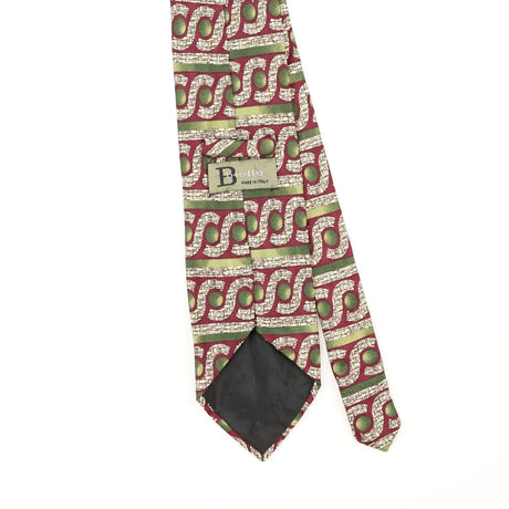 Back Back Detail of Vintage 1990's Biella Geometric Patterned Tie