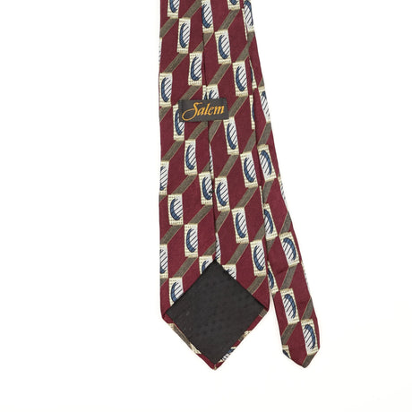 Back Back Detail of Vintage 1990's Squares Geometric Patterned Tie